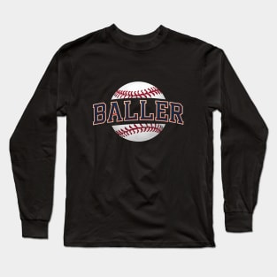 Baseball Baller Strike Out Long Sleeve T-Shirt